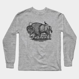 American Bison At Sunrise Field. Long Sleeve T-Shirt